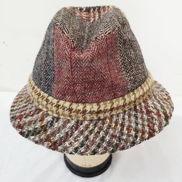 Jonathan Richard Mens Bucket Hat 100% Wool Donegal Tweed Patchwork M - Picture 2 of 8